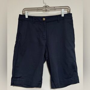 J. Jill Classic Navy Modal/Cotton Bermuda Shorts Size 6 Preppy Resort